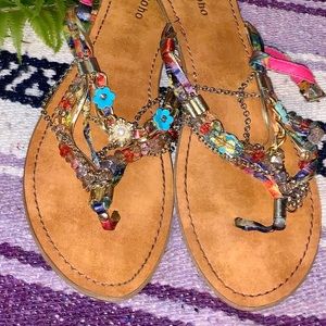 Zigi soho embellished beaded sandals flip flops